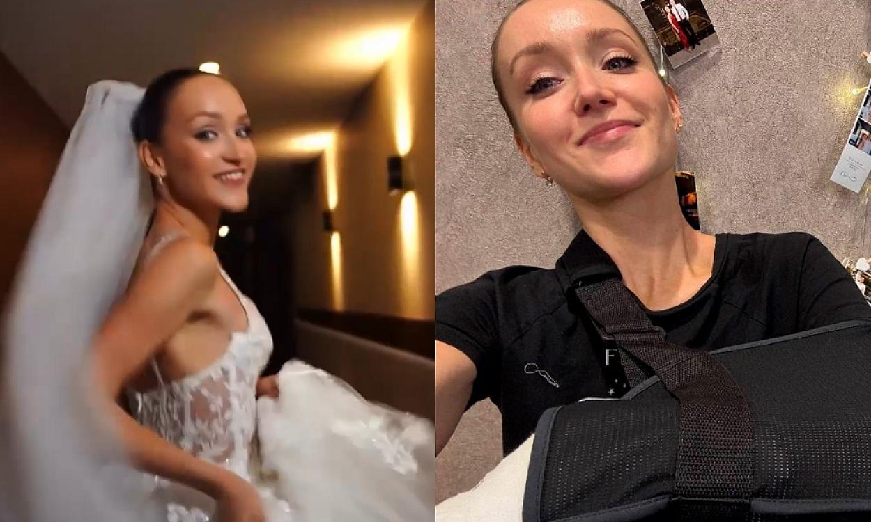 Trendə qoşulan gəlin qolunu 