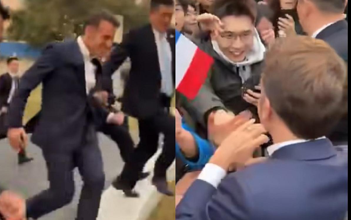 Makron tələbələrlə görüşə qaça-qaça getdi - 