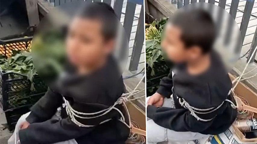 Oğurluq etdiyi deyilən 9 yaşlı uşağı iplə bağlayıb - 