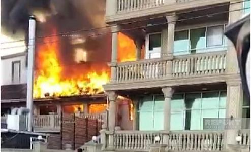 Sumqayıtda hotel yanır - 