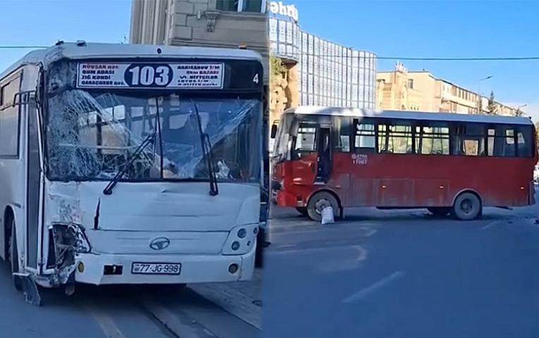 3 buses collided in a chain accident in Baku -
