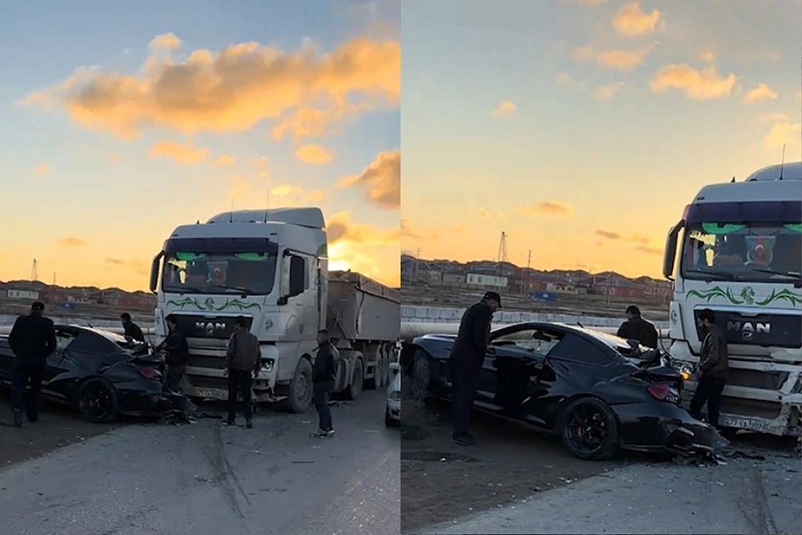 Bakıda BMW yük maşınına çırpıldı - 