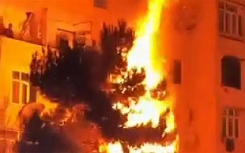 Gecə Sumqayıtda daha bir yanğın olub - 