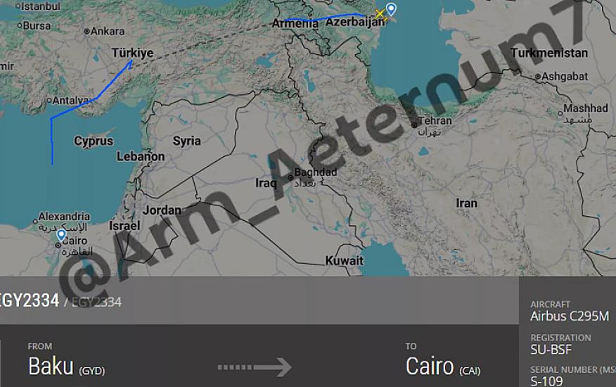 Misir təyyarəsi Ermənistandan keçməklə Azərbaycana gəlib