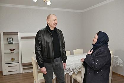 İlham Əliyev Ağdərə rayonuna səfəri zamanı Çapar kəndindəki ailənin qonağı olub