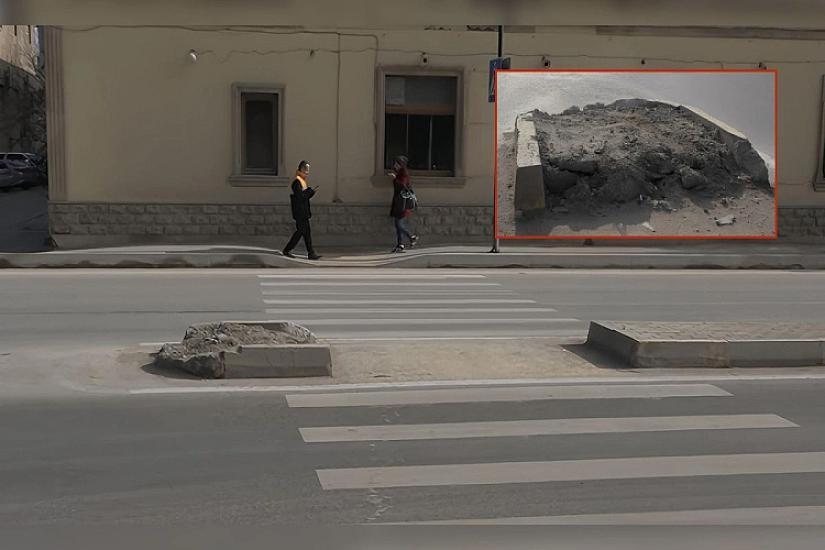 Sürücülər üçün təhlükə törədən səki - 