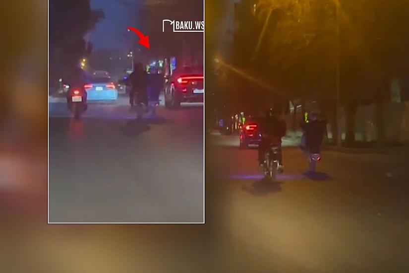Bakıda sürücü motosikleti "şahə qaldıraraq" təhlükə yaratdı - 