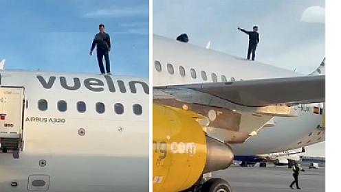 Təyyarənin üstünə ayaqyalın çıxdı –