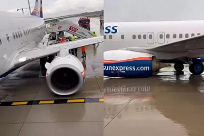 Havaya qalxmaq istəyən təyyarənin şassisi qırıldı - 