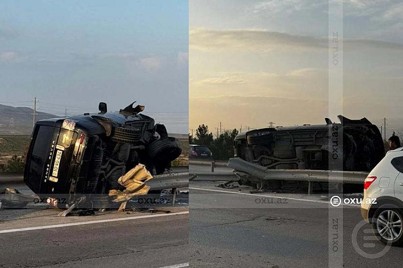 Bakı-Qazax yolunda qəza: Qadın sürücünün idarə etdiyi "Range Rover" aşdı - 