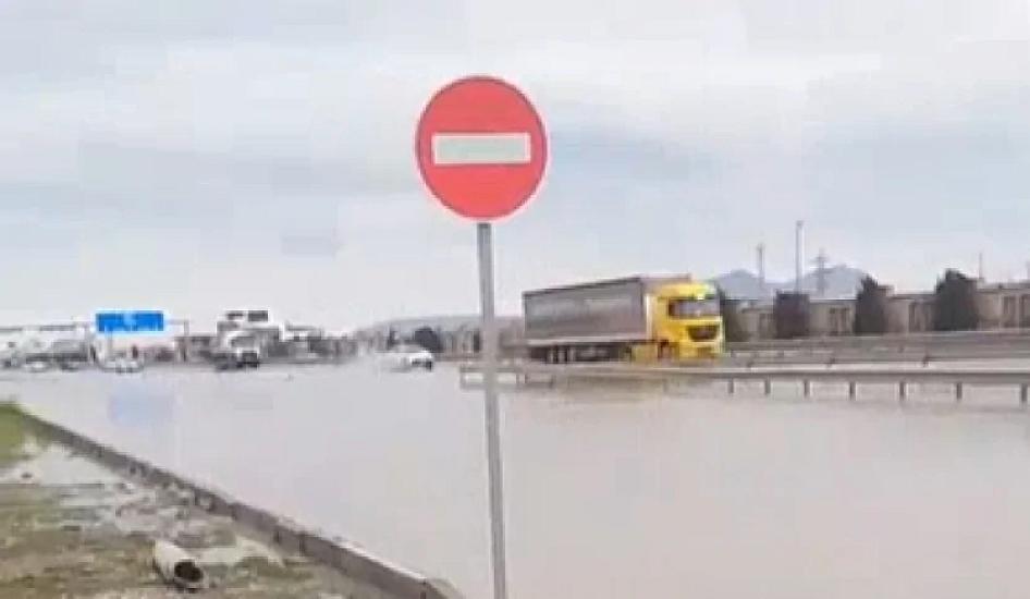 The main road is submerged underwater -