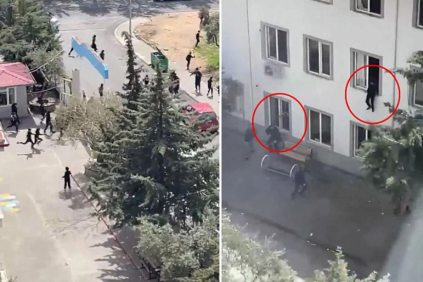 Момент нападения на школу в Турции на камеру: