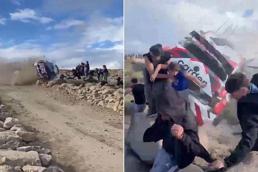 Rallidə faciə: avtomobil tamaşaçıların arasına girdi - 