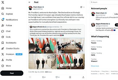 Ilham Aliyev on the Latvian President's visit to our country