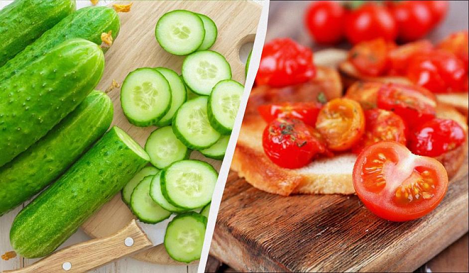 Tomato and cucumber: