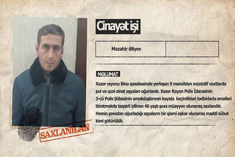 Binədə 9 mənzildən oğurluq edən şəxs həbs edilib - 