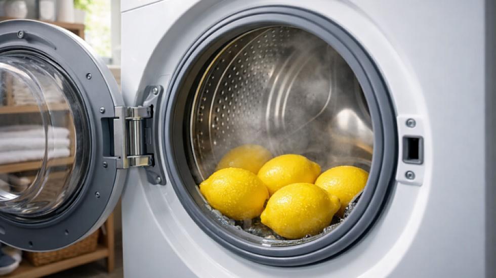 It turns out that putting lemon in the washing machine actually works.