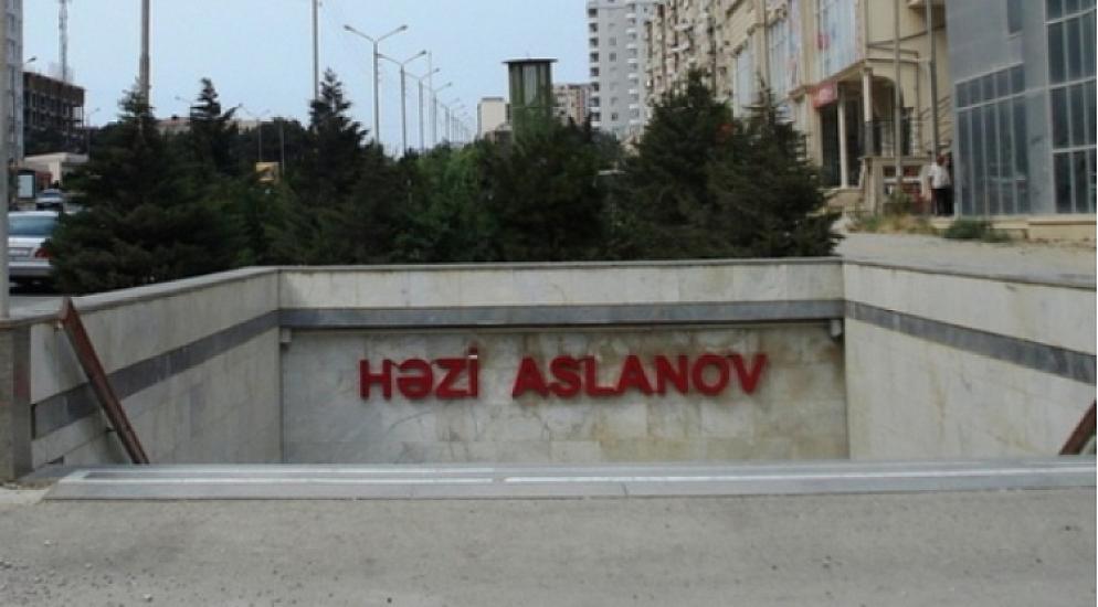 What is happening at the "Həzi Aslanov" metro station?
