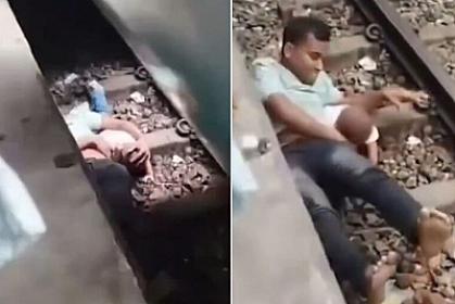 Чудесное спасение: отец и ребенок выжили после того, как поезд переехал их.