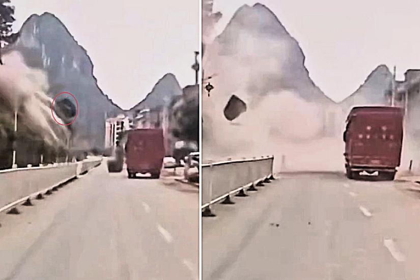 Daş uçqunu yük maşınını aşırdı, evləri dağıtdı – 
