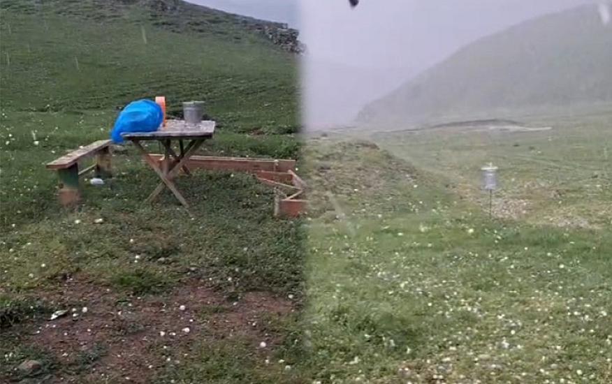 В Хошбулаке выпал град -