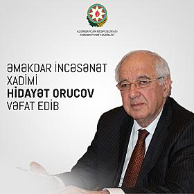 Mədəniyyət Nazirliyi Hidayət Orucovun vəfatı ilə əlaqədar 