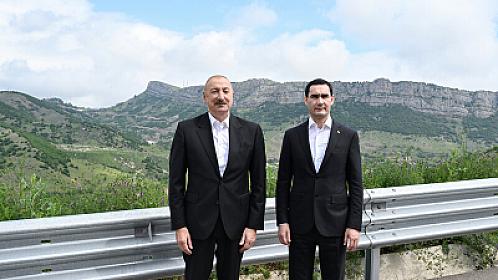 İlham Əliyev və Berdiməhəmmədov Daşaltı kəndində 
