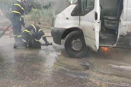 Masazırda yük maşını yanıb - 