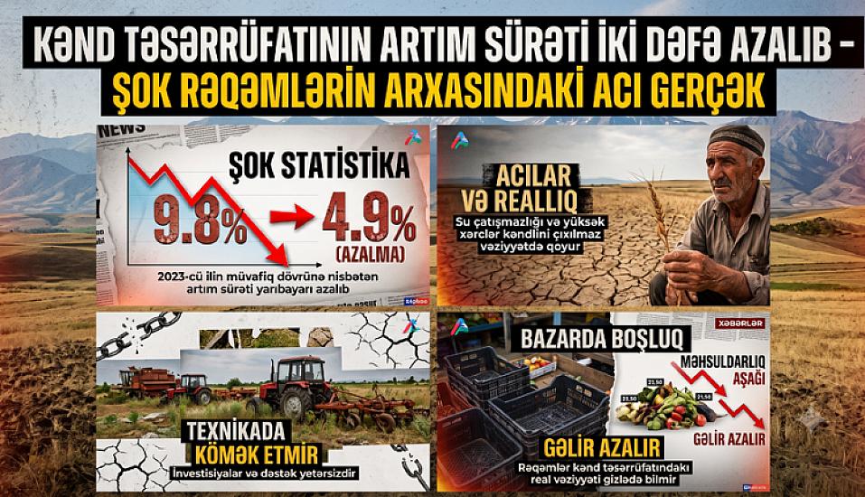 Kənd təsərrüfatının artım sürəti İKİ DƏFƏ azalıb – 