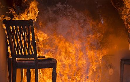 A man set his own house on fire amid a family conflict.