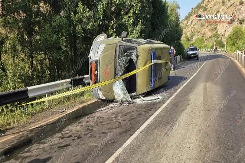 A military ambulance has overturned in Armenia.