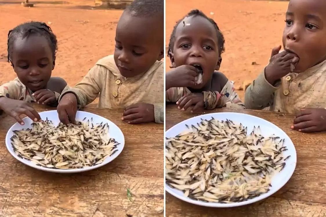 DƏHŞƏTLİ GÖRÜNTÜLƏR: Afrikda uşaqlar aclıqdan görün nə yerirlər - 