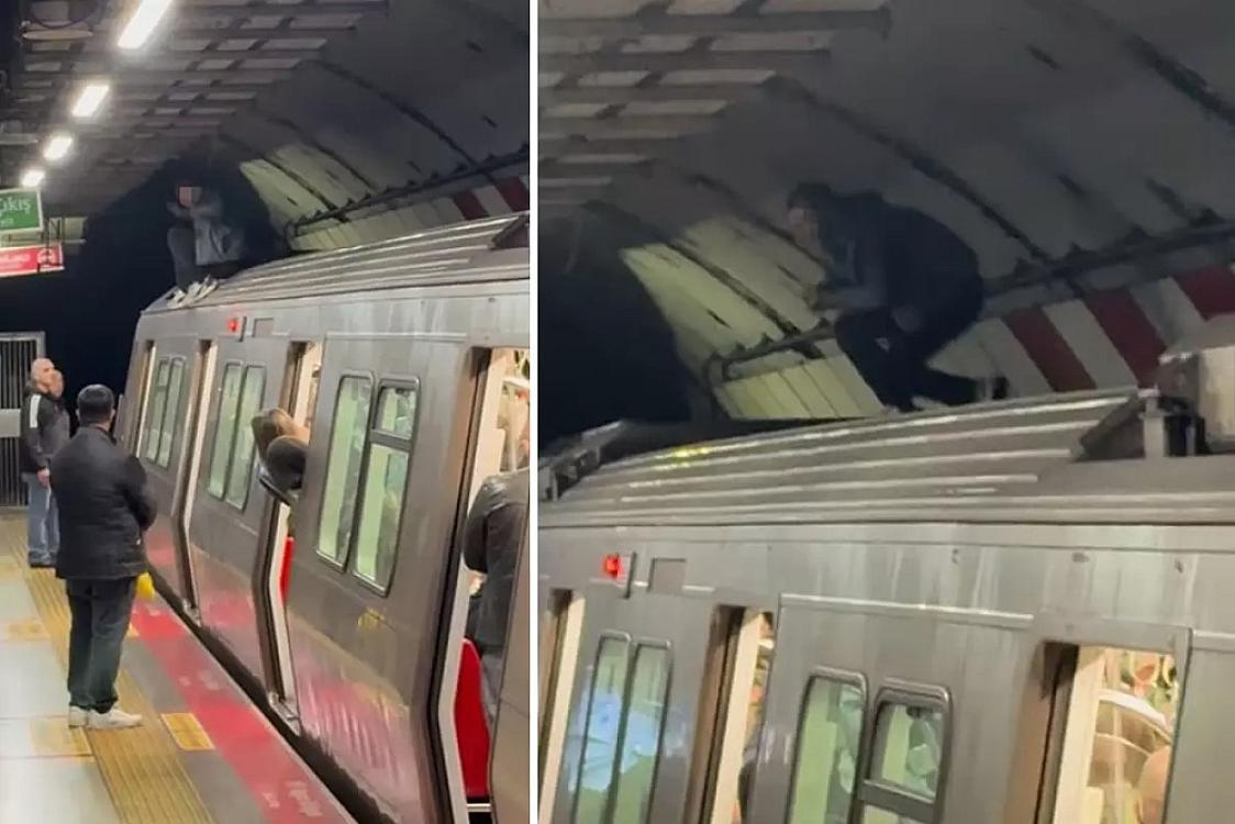 Metroda vaqonların üzərinə çıxan kişi ortalığı bir-birinə qatdı - 