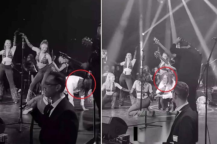 Məşhur müğənni səhnədə yıxıldı - 