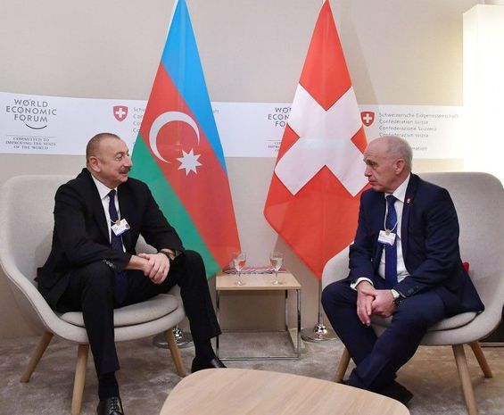 Azərbaycan və İsveçrə prezidentləri Davosda görüşüb - FOTO