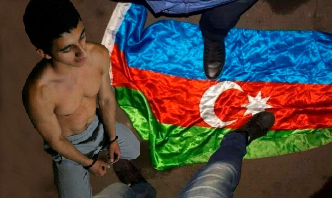 Moskvada Azərbaycan bayrağını təhqir edən ermənini diz çökdürdülər – FOTO