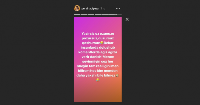 Pərvin Abıyeva danışdı: 