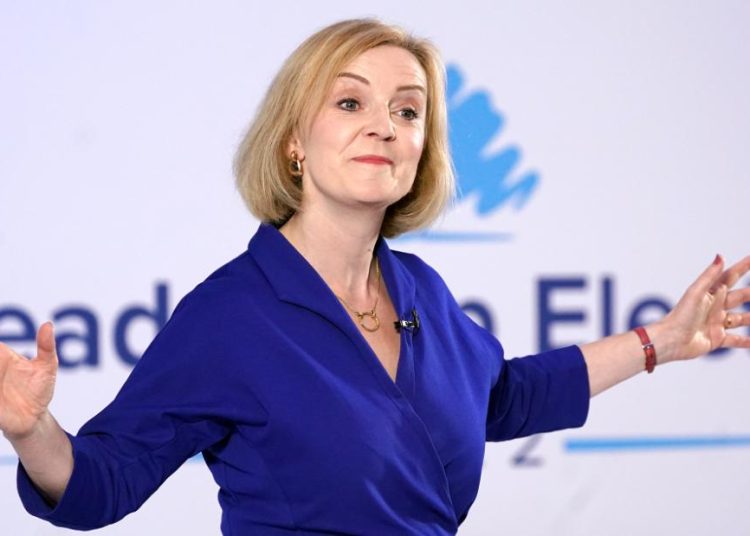 8/25/2022 - Liz Truss during a hustings event at the Holiday Inn, in Norwich North, Norfolk, as part of her campaign to be leader of the Conservative Party and the next prime minister. Picture date: Thursday August 25, 2022. (Photo by Joe Giddens/PA Images/Alamy Images/Sipa USA) *** US Rights Only ***